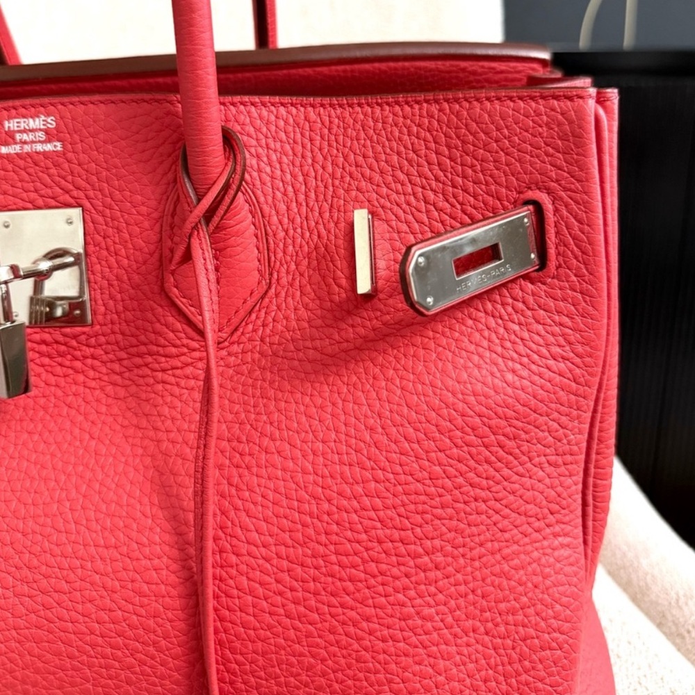 HERMES Birkin 35 bag pink leather authentic silver hardware tote - Picture 5 of 16